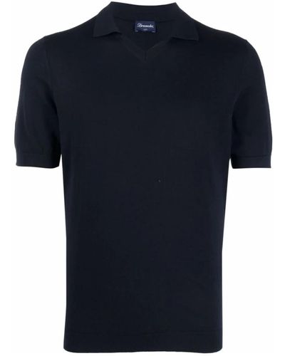 Drumohr Navy polo shirt fine knit - Blau