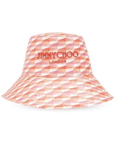 Jimmy Choo Catalie gemusterter eimerhut - Pink