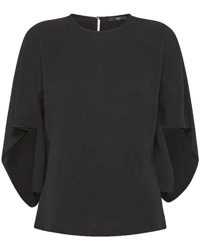 Seventy Blusa negra de crepe con mangas asimétricas - Negro