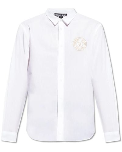 Versace Baumwollhemd mit logo - Weiß