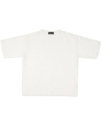 Roberto Collina T-shirt in lino con girocollo a costine - Bianco