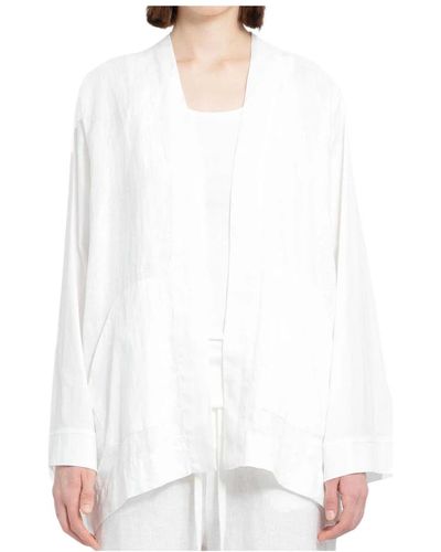 Thom Krom Chaqueta kimono de lino blanco
