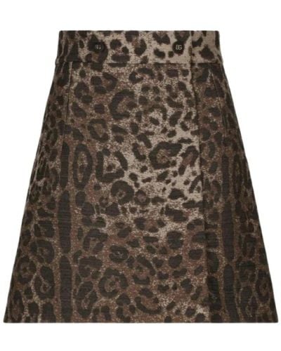 Dolce & Gabbana Minifalda de estampado de leopardo con cintura alta - Marrón