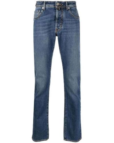 Jacob Cohen Slim-Fit Jeans mit Distressed-Effekt und Besticktem Logo - Blau