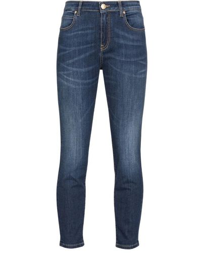 Pinko E Stretch-Denim-Skinny-Jeans mit Love Birds Stickerei - Blau