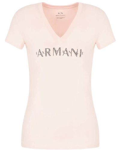 Armani Exchange T-shirt mit kurzen ärmeln - Pink