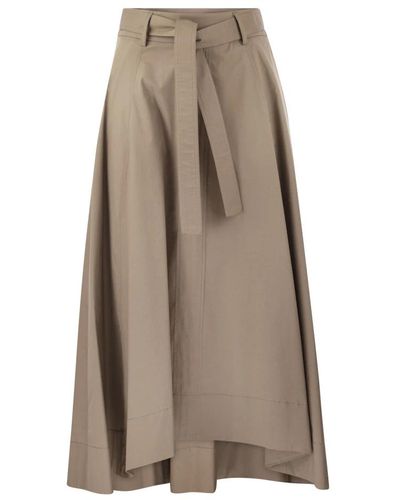 Peserico Long skirt in lightweight stretch cotton satin - Neutro
