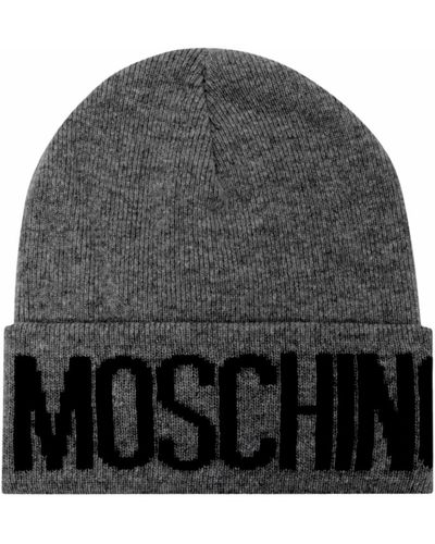 Moschino Er Strickhut mit Logo-Design - Grau