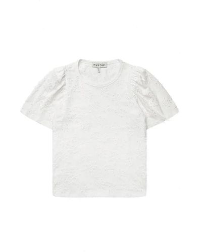 Munthe Feminines besticktes t-shirt - Weiß