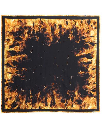 Balmain Fire printed silk scarf - Blu