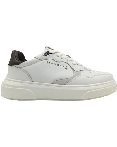 John Richmond E Leder-Plateau-Sneakers - Weiß