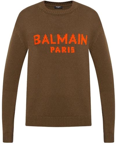 Balmain Woll-logo-pullover - Braun