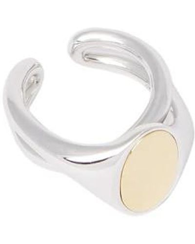 Charlotte Chesnais Anello sigillo iniziale in argento sterling 925 - Metallizzato