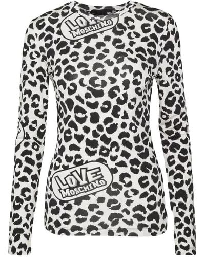 Love Moschino Leopard print logo sweater - Schwarz