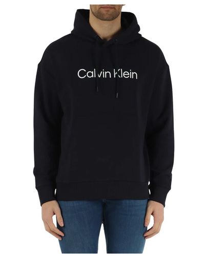 Calvin Klein Felpa in cotone con cappuccio e logo - Nero