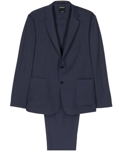 ZEGNA Single Breasted Suits - Blue