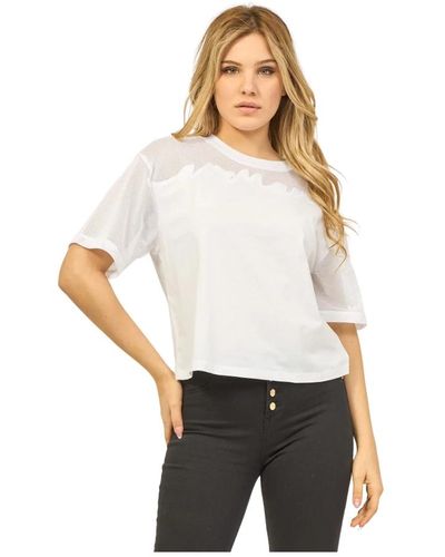 Armani Exchange Camiseta blanca de algodón orgánico con mesh - Blanco