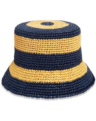 La DoubleJ Hats,raffia bucket hat - Blau