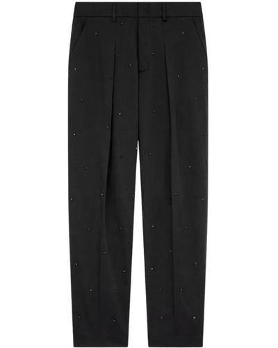 Dondup Pantalones negros de algodón con strass