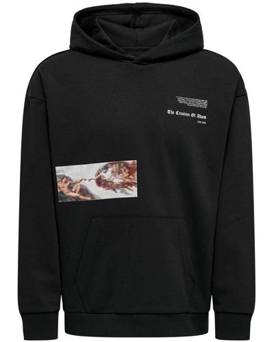 Only & Sons Künstlerischer michelangelo print hoodie - Schwarz