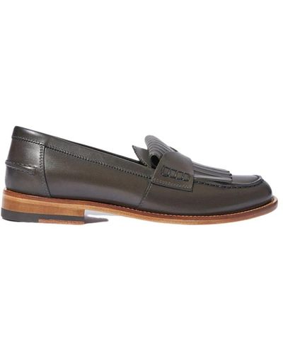 SCAROSSO Fringed penny loafer in grau,roter fransen-pennyloafer,tan suede fringed penny loafer