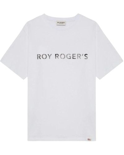 Roy Rogers T-shirt in cotone con logo stencil - Bianco