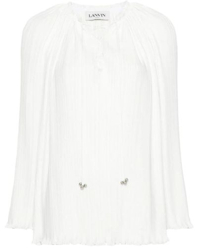 Lanvin Plissierte bluse offener ausschnitt - Weiß