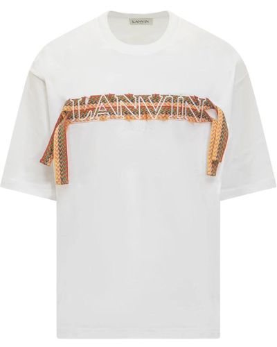 Lanvin Oversized t-shirt kollektion, optic t-shirt mit gesticktem logo - Weiß