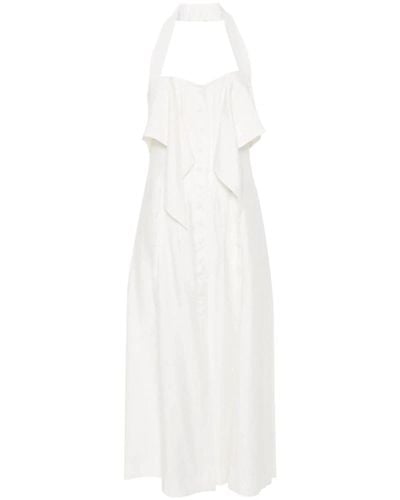 Cult Gaia Off- halterneck-kleid mit fransensaum - Weiß