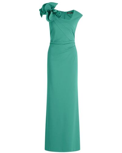 Vera Mont Elegantes abendkleid mit volant-falten - Grün