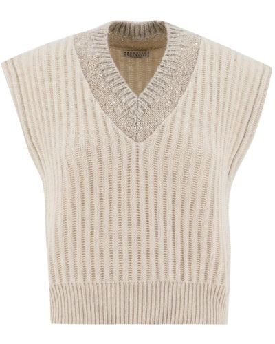 Brunello Cucinelli Sleeveless knitwear - Neutro