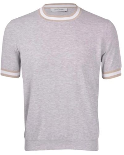 Gran Sasso T-shirt a righe in cotone maglia con dettagli - Viola