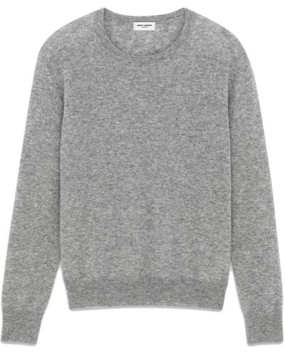 Saint Laurent Round-Neck Knitwear - Grey