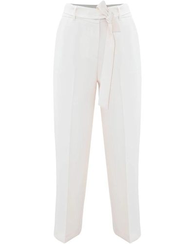 Kocca Pantaloni eleganti con pieghe e fusciacca - Bianco