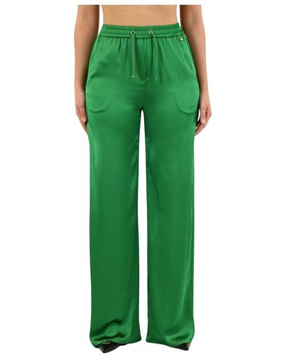 Herno Pantaloni in raso a vita alta con elastico - Verde