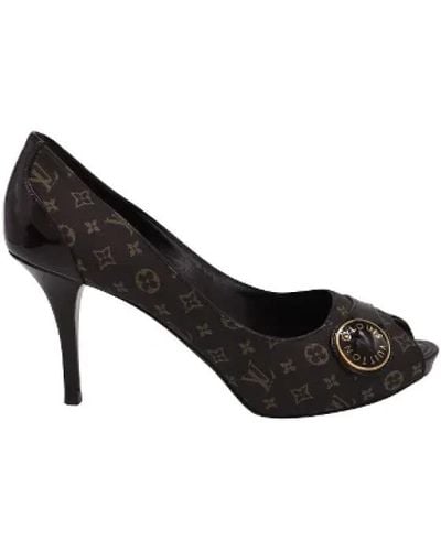 Louis Vuitton Décolleté judy in tela marrone usate - Nero