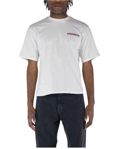 A PAPER KID Bedrucktes rundhals-t-shirt,bedrucktes rundhals t-shirt,bedrucktes t-shirt mit rundhalsausschnitt - Grau
