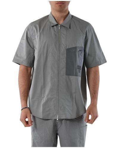 Armani Exchange Baumwollhemd mit reißverschluss - Grau