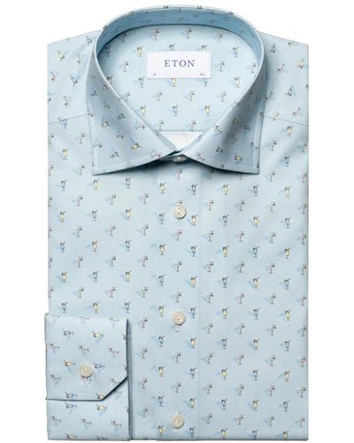 Eton Slim fit hemd mit drinks print - Blau