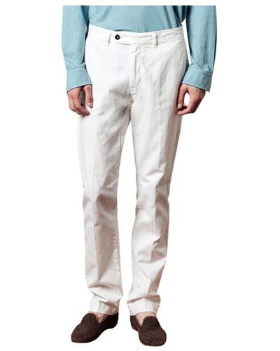 Massimo Alba Pantaloni regular fit in cotone/lino - Blu