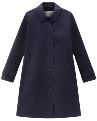 Woolrich Single-Breasted Coats - Blue