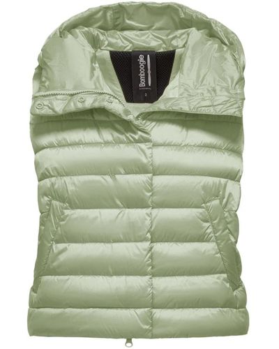 Bomboogie Shiny nylon padded vest with hood - Verde