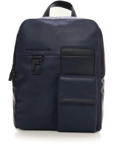 Piquadro Leather rucksack - Blau