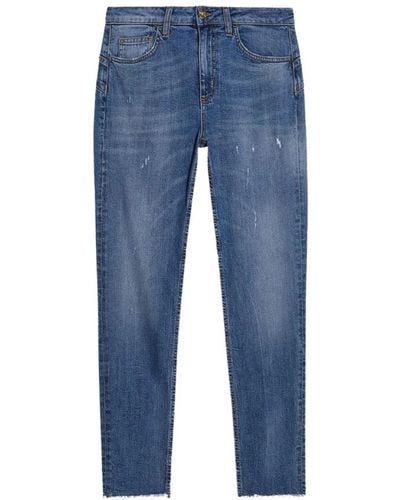 Liu Jo High-Waist Slim-Fit Jeans mit Distressed-Muster - Blau