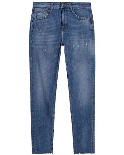 Liu Jo Jeans slim-fit de talle alto con efecto desgastado - Azul