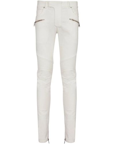 Balmain Biker-jeans in weißem denim