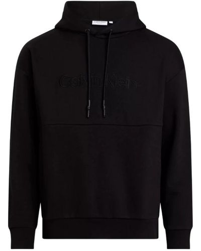 Calvin Klein Schwarzer hoodie mit erhöhtem logo