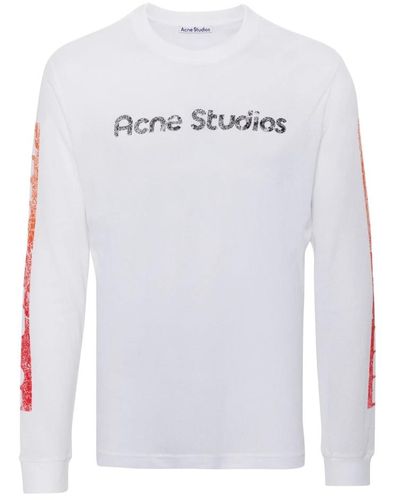 Acne Studios Langarm t-shirt mit grafikdruck - Weiß