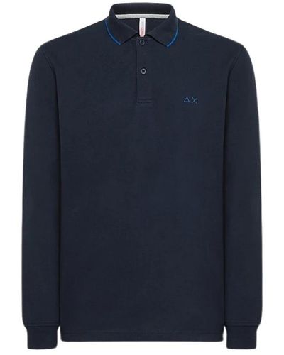 Sun 68 Langarm polo shirt in marineblau