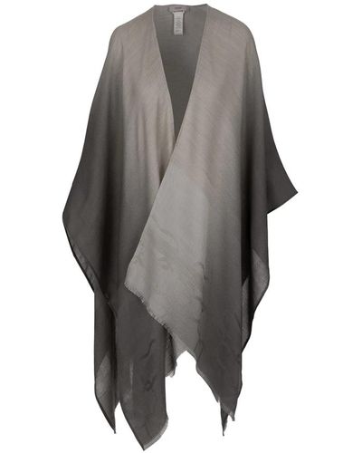Agnona Poncho-style cape mit fransendetails - Grau